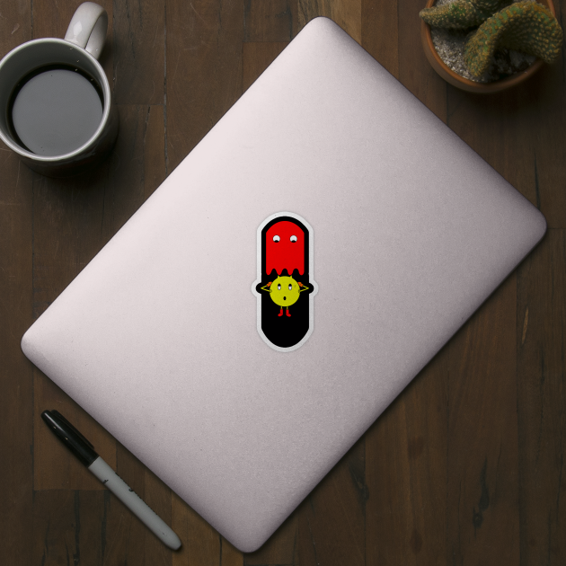 Red ghost chase Pacman by Stinos